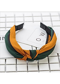 Bờm cài tóc turban nữ bản to BN21B phối kẻ xanh vàng