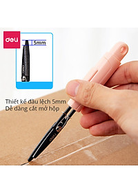 Kéo mini tiện lợi 105mm Deli - Có khóa an toàn - Xanh/ Hồng - 77761