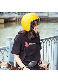 Mũ bảo hiểm 3/4 Sunda 388 kính ẩn - Màu vàng bóng