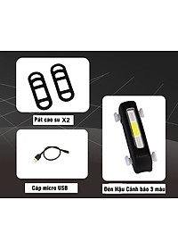 Đèn đuôi xe đạp xanh đỏ cảnh sát COB 120lumens chống nước IPX4 sạc điện FGY306 Mai Lee