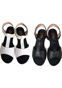 Giày sandal nữ Trường Hải da bò thật đế cao su không trơn dép cao 2.5cm dép thời trang cao cấp SDN074