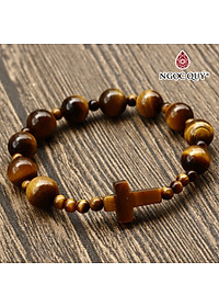 Vòng chuỗi mân côi đá thạch anh mắt hổ mệnh thổ,kim - Ngọc Quý Gemstones