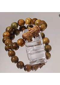 VÒNG TAY TỲ HƯU THU HÚT TÀI LỘC GỖ ĐÀN HƯƠNG XANH 8mm