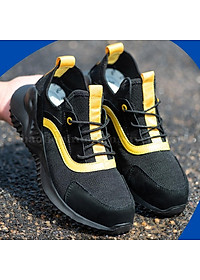 Giày bảo hộ lao động JB905 dáng thể thao siêu nhẹ màu vàng đen ,có mũi thép chống va đập, đế lót thép chống đâm xuyên
