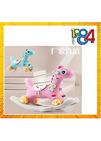 NGỰA BẬP BÊNH có BÁNH XE cho bé - có bộ phát nhạc - Màu ngẫu nhiên