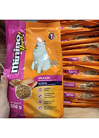 COMBO 5 Gói Thức Ăn Hạt Cho Mèo Vị Cá Hồi Và Hải Sản Minino Yum 350g