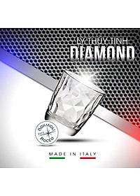 Bộ 6 ly thủy tinh Bormioli Rocco Diamond 300ml – Ly uống nước cao cấp | Màu trắng – xanh biển – tím