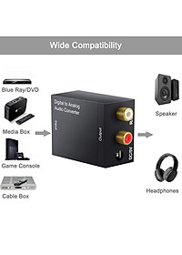 Bộ chuyển đổi Optical Audio to RCA Audio - Digital to Analog Audio R/L - Hàng Nhập Khẩu