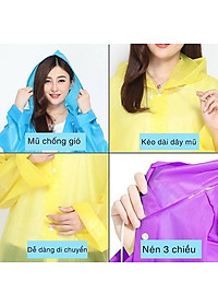 Áo Mưa Một Người Trong Suốt Có Nón Thời Trang, Nhựa EVA Sử Dụng Nhiều Lần MÀU VÀNG