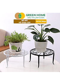 Đế Kê Chậu Cây Greenhome, R21xc10cm, Bằng Sắt Sơn Tĩnh Điện, Màu Đen, Uốn Mỹ Nghệ, Bền, Đẹp, Nhiều Hình Dạng Lựa Chọn
