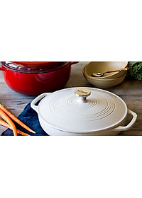 Nồi Gang Phủ Men Oval Lodge - Màu Trắng 6.6L
