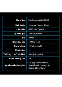 Chuột game hiệu suất cao Logitech G502 Hero RGB Lightsync - Hàng chính hãng
