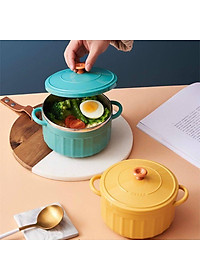 Bát úp mì - Bát ăn mì tôm inox 2 lớp cách nhiệt hình chiếc nồi có nắp đậy