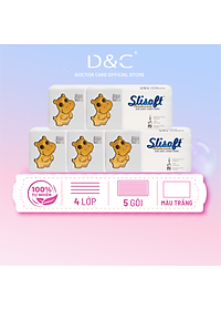 Combo 5 Giấy ăn Slisoft Trắng tự nhiên đa năng,khăn giấy rút không chất tẩy trắng an toàn cho cả gia đình