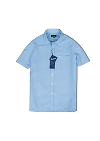 Áo Sơ Mi Nam Công Sở Trung Niên Anton Somianton Xanh Dương Ngắn Tay Kẻ Sọc Vải Sợi Tre   - XNC160