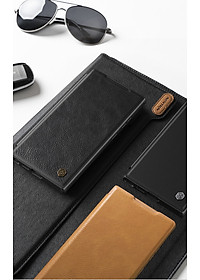 Bao da chống sốc cho Samsung Galaxy S24 Ultra, S24 Plus, S24 trang bị nắp bảo vệ Camera hiệu Nillkin Qin Pro (ngăn đựng thẻ ATM Name Card, chất liệu da cao cấp, thiết kế thời trang cá tính) - Hàng nhập khẩu