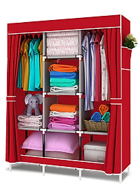 Tủ quần áo 3 buồng 8 ngăn cao cấp thế hệ mới, Tủ vải quần áo khung Inox vững chắc chất lượng cao - Hàng chính hãng D Danido