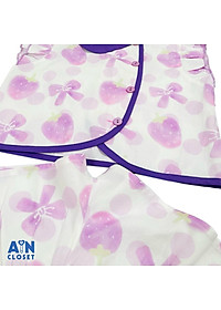 Bộ quần áo Ngắn bé gái họa tiết Dâu Nơ Tím cotton - AICDBGN7NRJL - AIN Closet