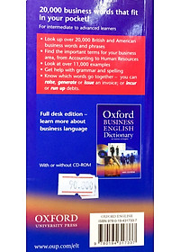 Sách Oxford Learners Pocket Dictionary of Business English: Essential Business Vocabulary In Your Pocket