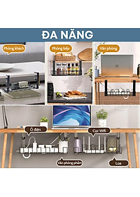 Khay đỡ ổ điện dây điện gắn dưới bàn kệ bằng kim loại thép không cần đục lỗ 40x16x15cm Legaxi