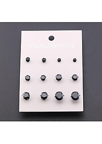 Bông Tai Nam Nữ 1 Hạt Đá  Chất Liệu Thép Titan Không Đen Không Dị Ứng TT 1689