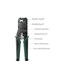 Kềm bấm mạng RJ45 / RJ11 Ugreen 70683 6P / 8P Màu Xanh Đen NW136 Hàng chính hãng