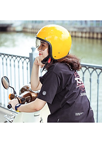 Mũ bảo hiểm 3/4 Sunda 388 kính ẩn - Màu vàng bóng