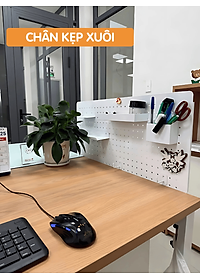 Bảng lỗ Pegboard Dola Home cao cấp kẹp bàn tiết kiệm diện tích không khoan tường để bàn phím, tai nghe, đồ dùng làm việc