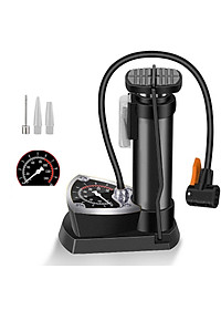 Bơm mini đạp chân - Bơm đa năng - Bơm được xe đạp, xe máy, các loại bóng, phao có đồng hồ đo áp suất - Tặng kim bơm các loại - Chính Hãng