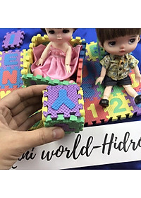 Bộ thảm 12ô chữ xốp ghép mini trang trí nhà búp bê BJD 1/8