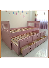 Giường 2 tầng Tundo kèm ngăn kéo tiện dụng màu hồng