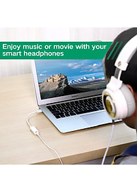USB Sound Card - Cáp chuyển từ cổng USB ra audio 3.5mm hỗ trợ Mic và Tai Nghe Ugreen 30712 - Hàng Chính Hãng