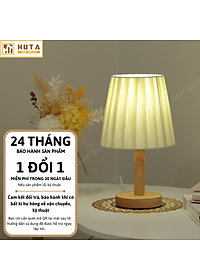 Đèn Ngủ Để Bàn HUTA G4 Gỗ Chao Xếp Ly Vintage Dễ Thương, Decor Trang Trí Phòng Ngủ, Đọc Sách Đầu Giường, Điều Chỉnh Độ sáng, Đèn Vàng Bóng LED Tiết Kiệm Điện