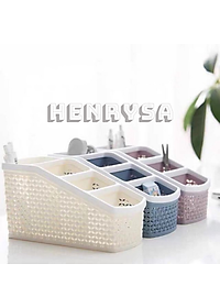 Khay nhựa mini để bàn 4 ngăn dùng đựng bút, để bàn, đựng đồ văn phòng phẩm, mỹ phẩm, ..đồ dùng đa năng phù hợp bàn làm việc, phòng tắm , nhà bếp tiện ích - HENRYSA ( Giao màu ngẫu nhiên)