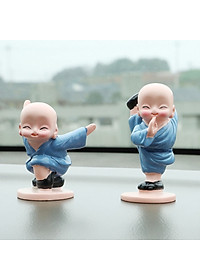 Combo 4 Tượng Chú Tiểu Đánh Võ Dễ Thương Trang Trí Xe Hơi, Bàn Làm Việc, Bonsai PaKaSa
