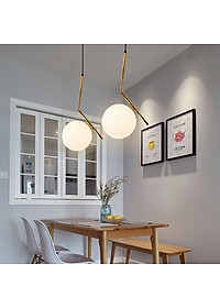 Đèn thả trần trang trí cao cấp hiện đại hình cầu trang nhã mạ Crom đẹp mắt MOON LAMP - đã bao gồm bóng LED