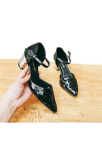 Giày sandal nữ hàng hiệu rosata cao gót đế cao 5 phân màu đen za05