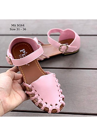 Dép sandal bé gái BIBIKIDS rọ bít mũi màu hồng kiểu dáng búp bê duyên dáng phong cách Hàn Quốc 6 - 12 tuổi SG64