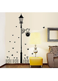 Decal dán tường Cột đèn đen 3D
