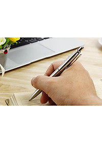  Bút Bi Ngòi Bấm Nét 0.7mm Mực Xanh Vỏ Kim Loại BP037 Thanh cài Vàng