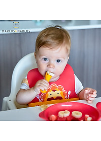 Bộ thìa nĩa tập ăn silicon cho bé Palm Grasp Marcus & Marcus, từ 12 tháng