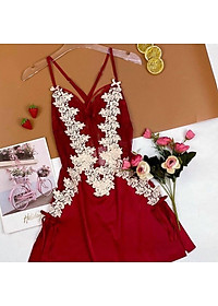Q71 Váy ngủ lụa hai dây cao cấp  - Váy ngủ 2 dây sexy - Đầm ngủ nữ ren hoa - Đồ ngủ mạc nhà