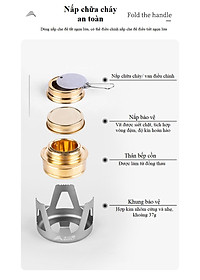 Bếp cồn dã ngoại, cắm trại, picnic SK063. Chất liệu hợp kim nhôm + đồng vàng. Nắp chữa cháy an toàn.