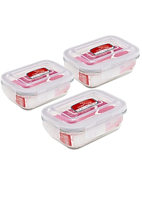 Bộ 6 hộp thủy tinh hình tròn và chữ nhật 370 ml+ 400 ml-CCR4L36