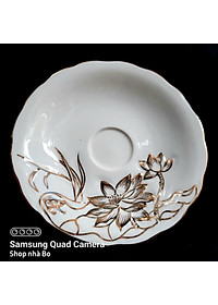 Bộ ấm chén Bát Tràng cao cấp mẫu đơn đỏ vẽ sen vàng