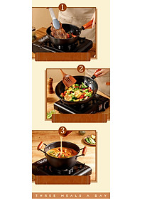 Bộ nồi chảo chống dính Konka Mẫu Mới thép tôi bóng, chống dính chống mài mòn-Hàng nhập khẩu