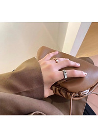 Nhẫn nam nữ titan khắc chéo phong cách 