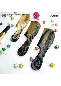  Lược Sừng Vân Nưa Chuôi Cuốn (Size: XL-20cm) Họa Tiết Uốn Lượn Sắc Sảo, Chăm sóc tóc - COH160