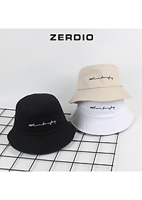 Nón bucket, mũ tai bèo nam nữ vành tròn Hàn Quốc thêu chữ ký, vải cotton cao cấp