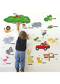 Decal dán tường từ tiếng anh về loài vật cho bé ZOOYOO SK9084-kiddecals
